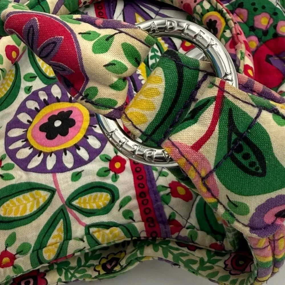 Vera Bradley Viva La Vera Purple Floral Print Quilted Tote Hobo Bag